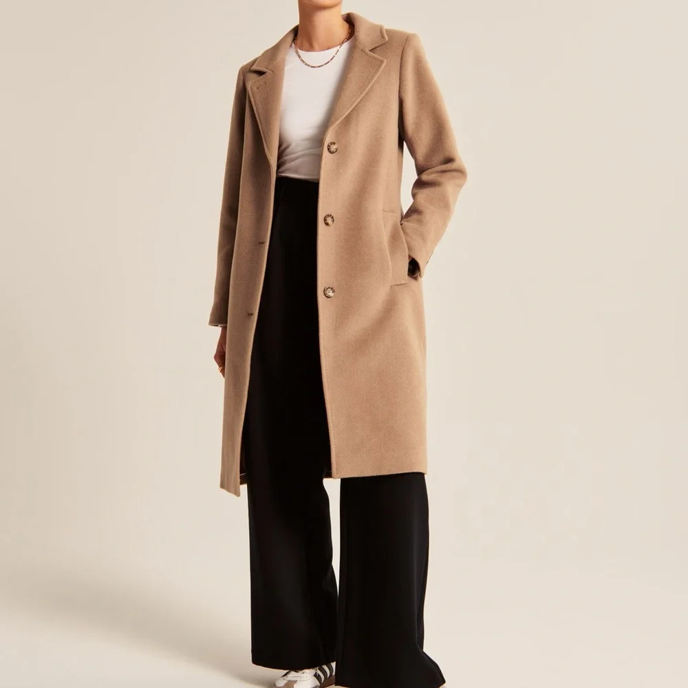 ☁️ SOLD ☁️ Abercrombie and Fitch Wool-Blend Dad Coat - Picture 1 of 7